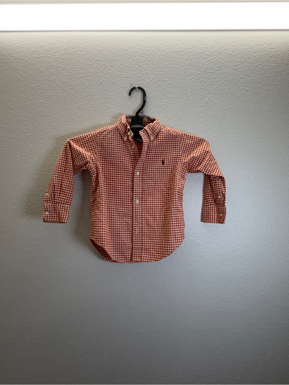 Ralph Lauren Orange & White Gingham Button-Down Shirt - Kids